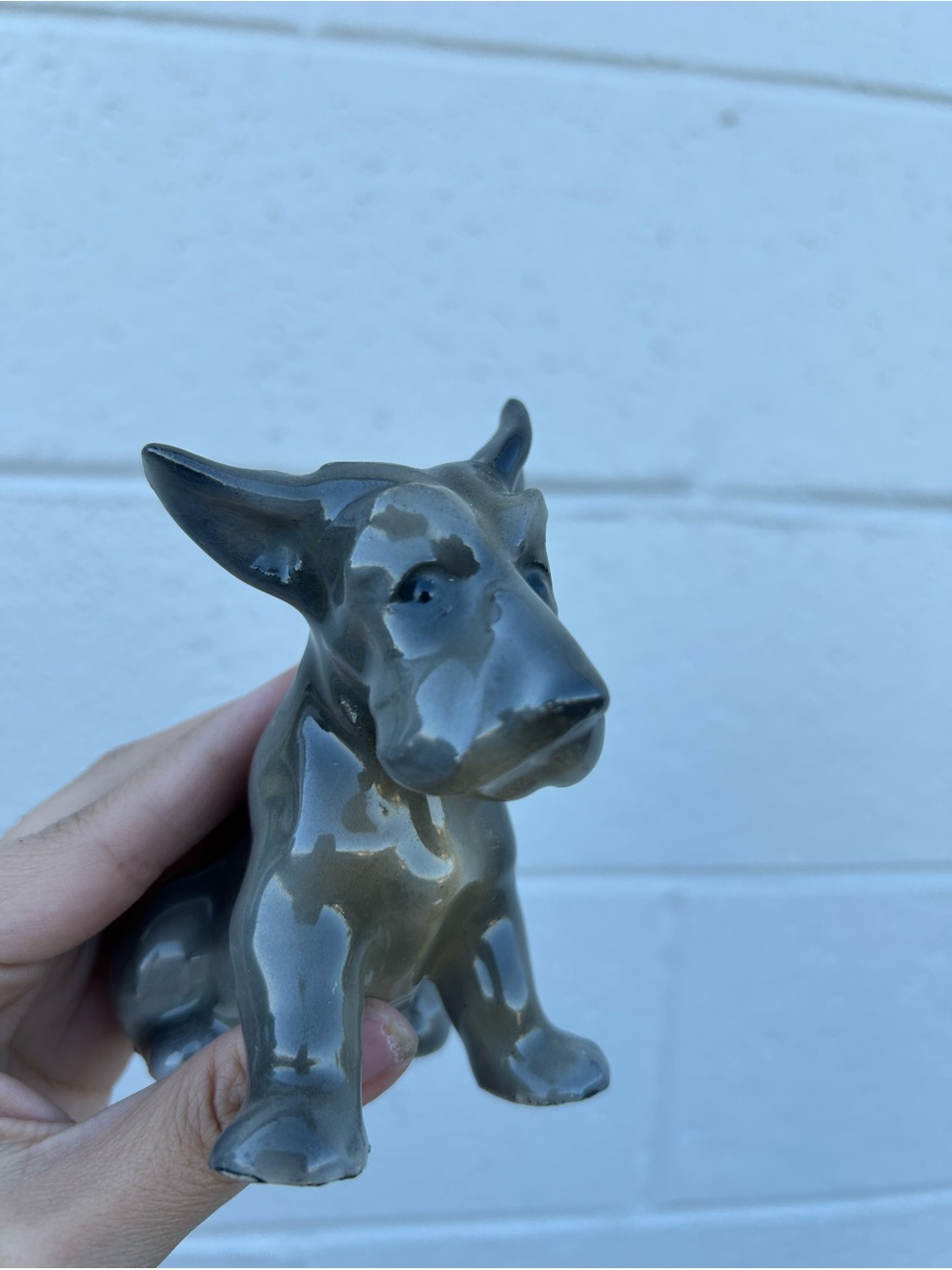 Vintage Erphila Gray Terrier Dog Figurine Decor Art Collectible